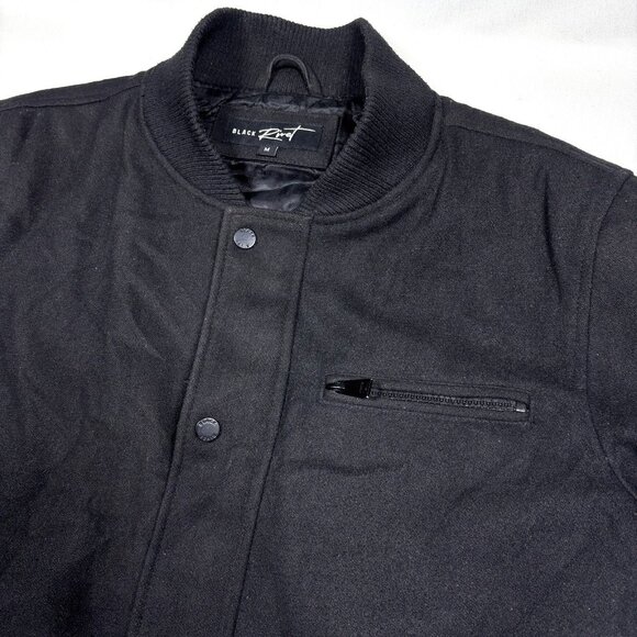 Black Rivet Black Wool Blend Insulated Bomber Utility Jacket Mens Medium - Picture 4 of 12
